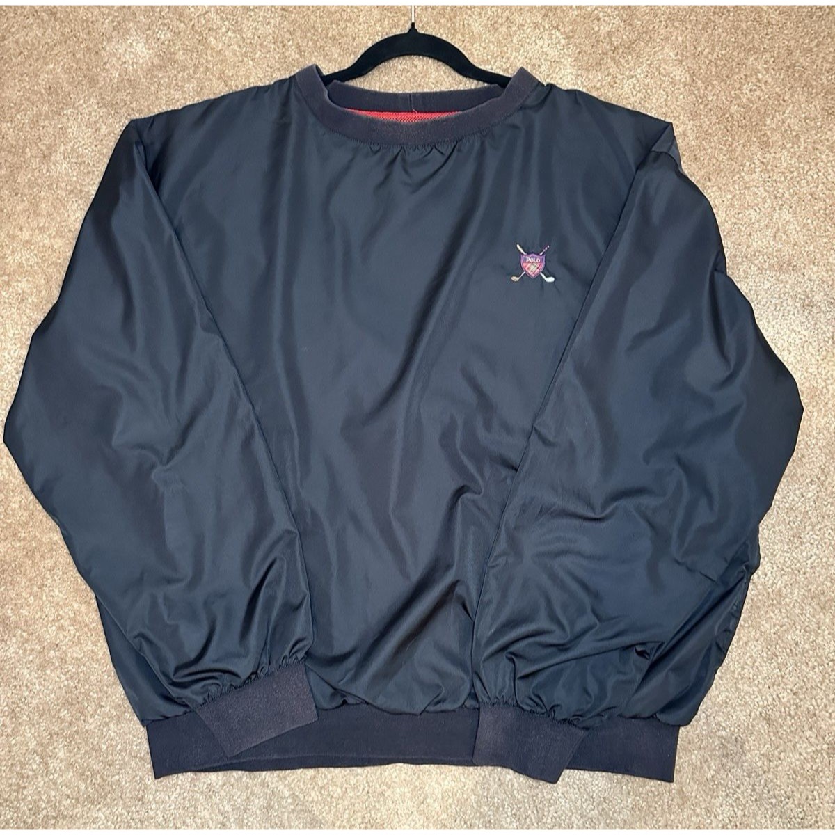 Vintage Polo Golf Ralph Lauren Windbreaker Pullover Xl Black Tartan Golf Crest